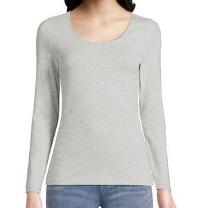 Zenana outfitter Heather Gray thin scoopneck long sleeve top size L
